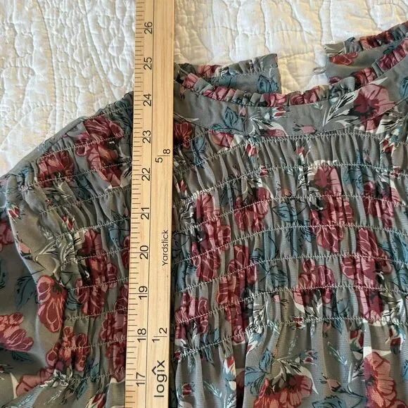 Dark Floral Victorian Top Small Whimsigoth Regency Blouse Career Dark Floral - Picture 7 of 9